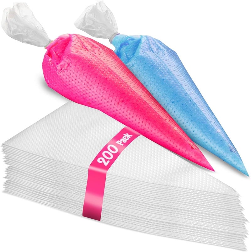 Prestee Set of 200 - Anti Burst Piping Bags 12 Inch - Tipless Icing Bags - Durable Frosting Piping Bag Tools - Pastry and Cookie Decorating Supplies - Image 1