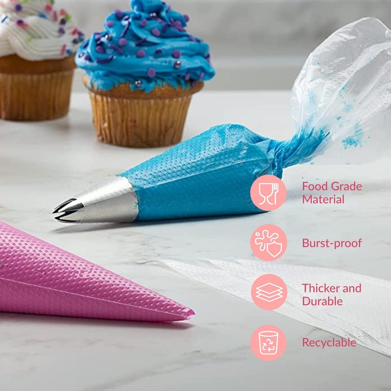 Prestee Set of 200 - Anti Burst Piping Bags 12 Inch - Tipless Icing Bags - Durable Frosting Piping Bag Tools - Pastry and Cookie Decorating Supplies - Image 5