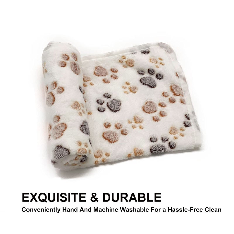 SORKUT 1 Pack 3 Puppy Dog Blankets Super Soft Warm Sleep Mat Fluffy Premium Fleece Pet Blanket Flannel Throw for Dog Puppy Cat - Paw Print Beige/Pink/Brown Small(23"x15") - Image 5