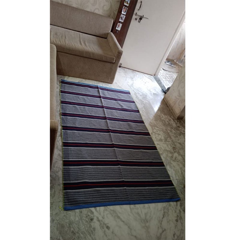 Quago Pure Cotton Single Bed Reversible Carpet Dari Floor Mat Galicha Rug for Floor Hall Living Room and Bedroom Multicolor 4 Ft x 7 Ft - Image 3