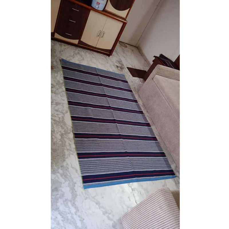 Quago Pure Cotton Single Bed Reversible Carpet Dari Floor Mat Galicha Rug for Floor Hall Living Room and Bedroom Multicolor 4 Ft x 7 Ft - Image 4