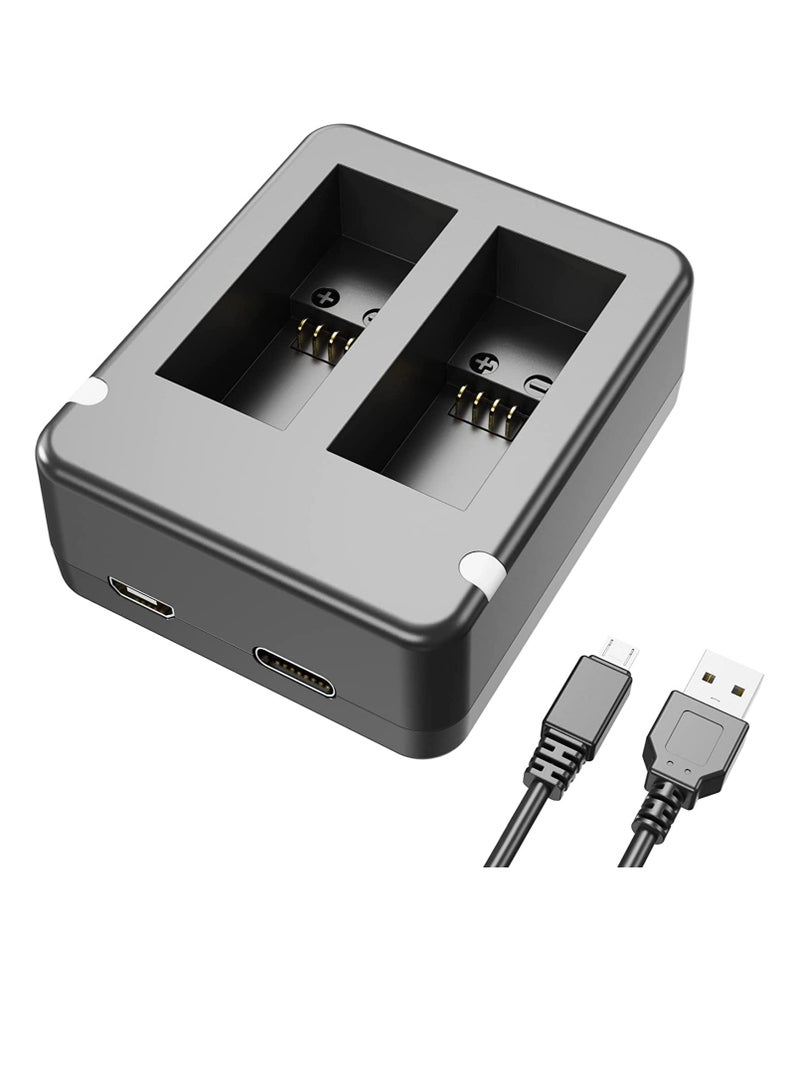 سيوسي Dual Battery Charger, Compatible Dual Battery Charger for GoPro Hero 9/10/11 Black, Battery Charger Station with Micro USB Cable, Support Micro-USB/Type-C USB Port Charging - Image 1