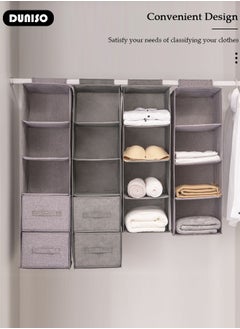 DUNISO 5-Tier Hanging Shelf Closet Organizer with 2 Drawers, Storage Box Collapsible Shelves Hanging Closet for Clothes, Socks, Underwear, Hat, Jeans, Towel, Sweater, in Bedroom, Dorm College Room  - Image 2