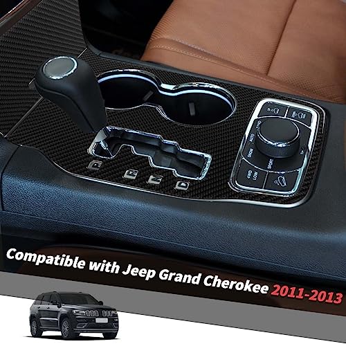 Jimen Compatible with Jeep Grand Cherokee 2011-2013, 2PCS Gear Shifter Panel Trim Cover, Carbon Fiber - Image 2