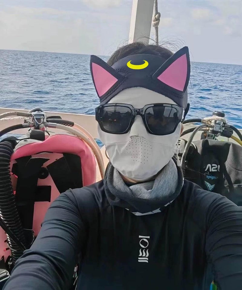 Soapjuice Neoprene Dive Hairband 1.5mm Cat Ear Dive Headband for Scuba Diving, Snorkeling, Freediving - Lightning Cat Luna Headband Diving hood Cap (Luna) - Image 4