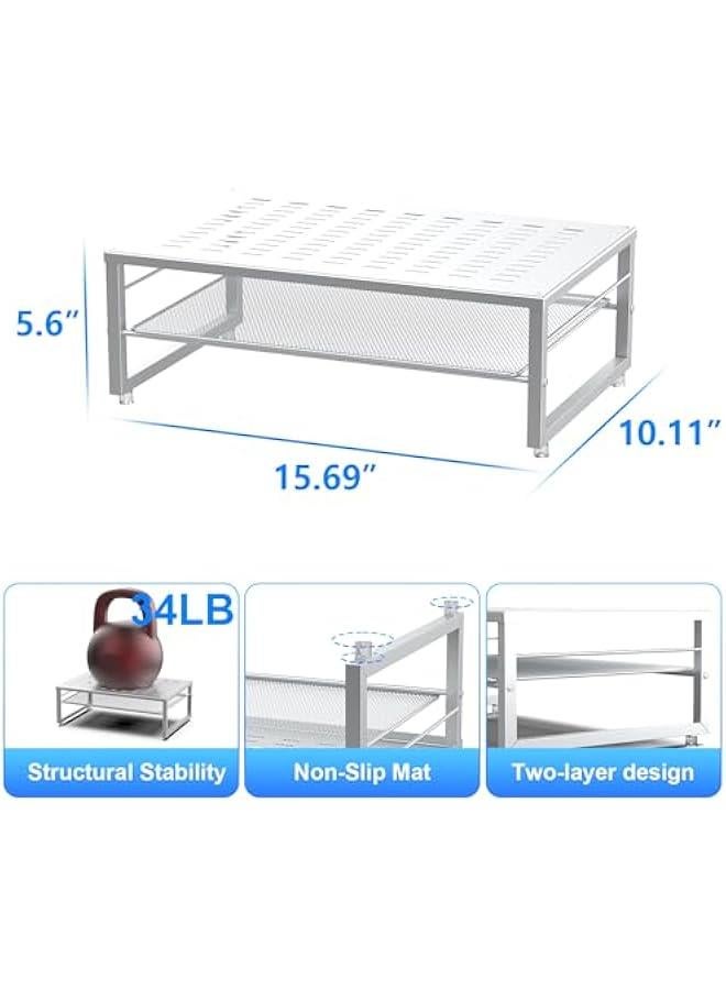 Arabest 2-Tier Metal Monitor Stand Riser, Desk Accessories & Workspace Desk Organizers, Office Desk Storage Organizer for Office Supplies (White)  - Image 4