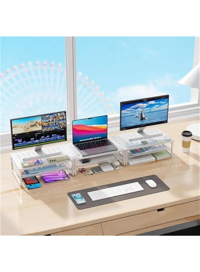 Arabest 2-Tier Metal Monitor Stand Riser, Desk Accessories & Workspace Desk Organizers, Office Desk Storage Organizer for Office Supplies (White)  - Image 5