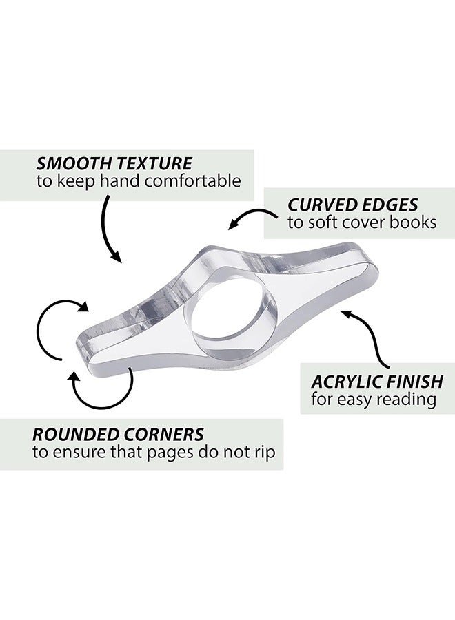 HY Book Page Holder for Reading, Clear Acrylic Spreader with Thumb or Finger Ring, Active Reader Bookmark, Compact and Portable for Paperback or Hardcovers (10mm thick, Medium)  - Image 3