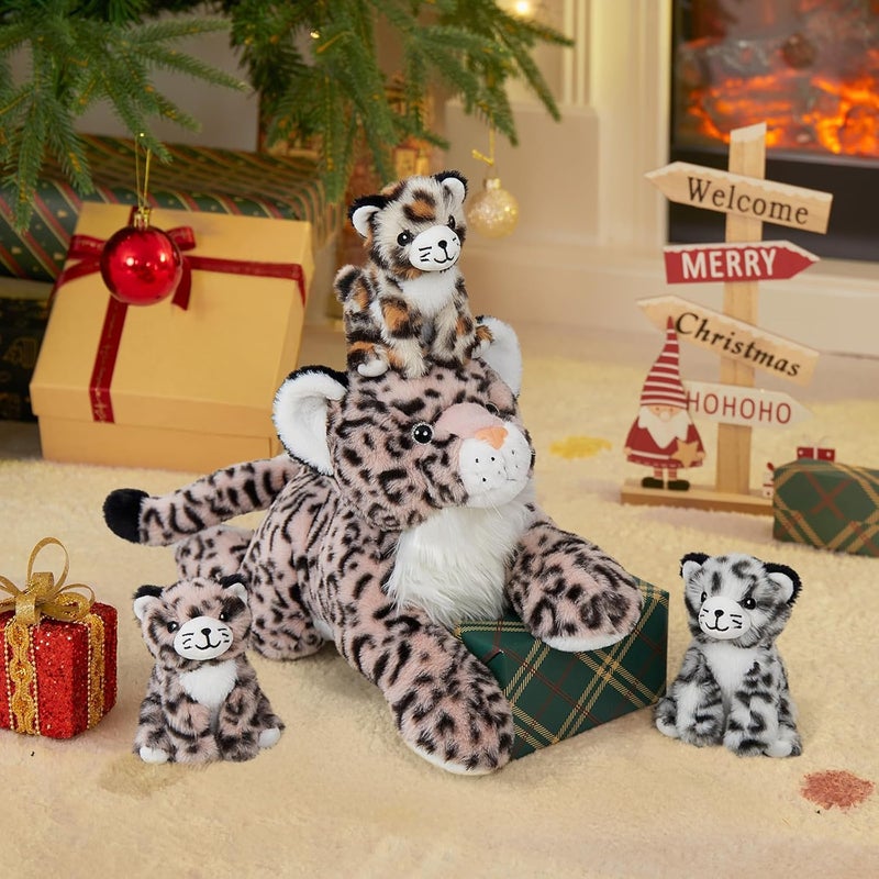 MorisMos Plush Leopard with Puppies, XXL Realistic Leopards Puppet Plush Toy Animals Large Soft Kawaii, Cute Gift for Children Girl Boy Birthday Christmas (45 cm) - Image 5
