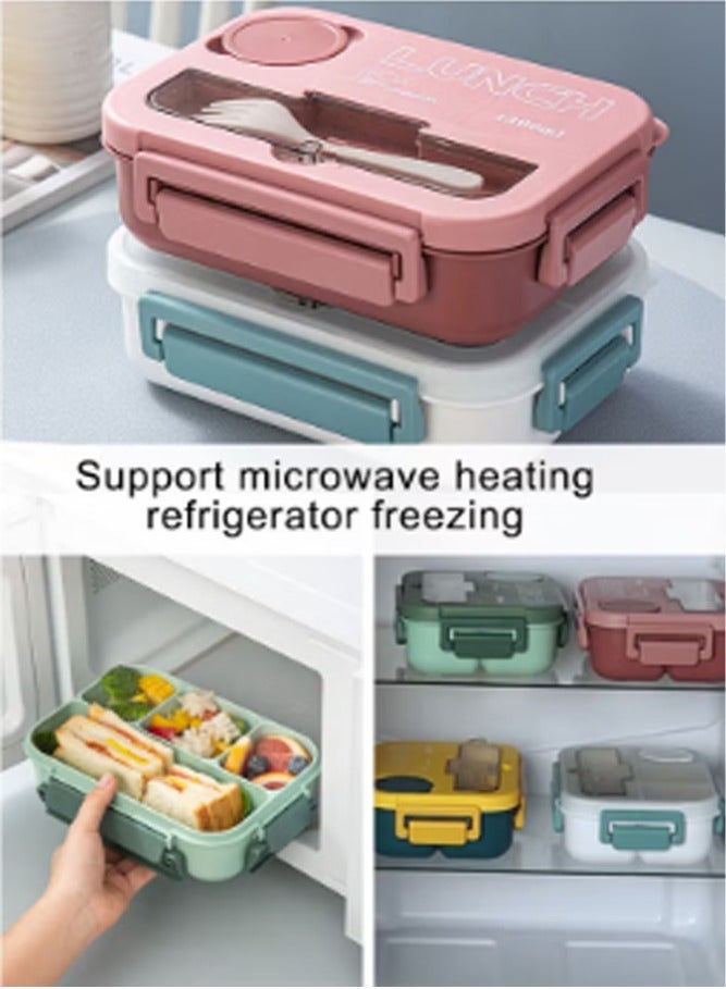 LO.BABY.VE Kids Bento Lunch Box, Lunch Containers for School with 4 Compartments, Utensils and Sauce Container, 1300ml - Image 4