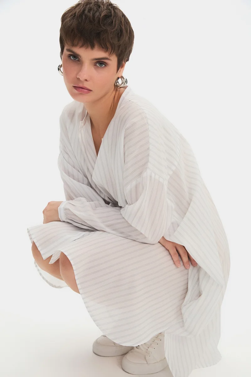 جون Striped Oversized Dress