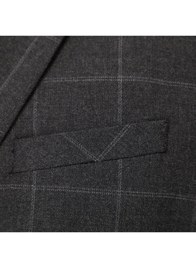 ROMON Exquisite Check】business Commuting Suit Jacket With Draped And Crisp Texture, Minimalist Men's Single-breasted Suit Jacket - Image 5