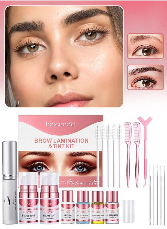 ibcccndc Brow Lamination Tint Kit Professional DIY Eyebrow Lift Kit Black and Brown Color Fuller Thicker Brows for 6 Weeks Easy to Use Instant Brow Lift Perm at Home Eyebrow Lamination Set  - Image 1