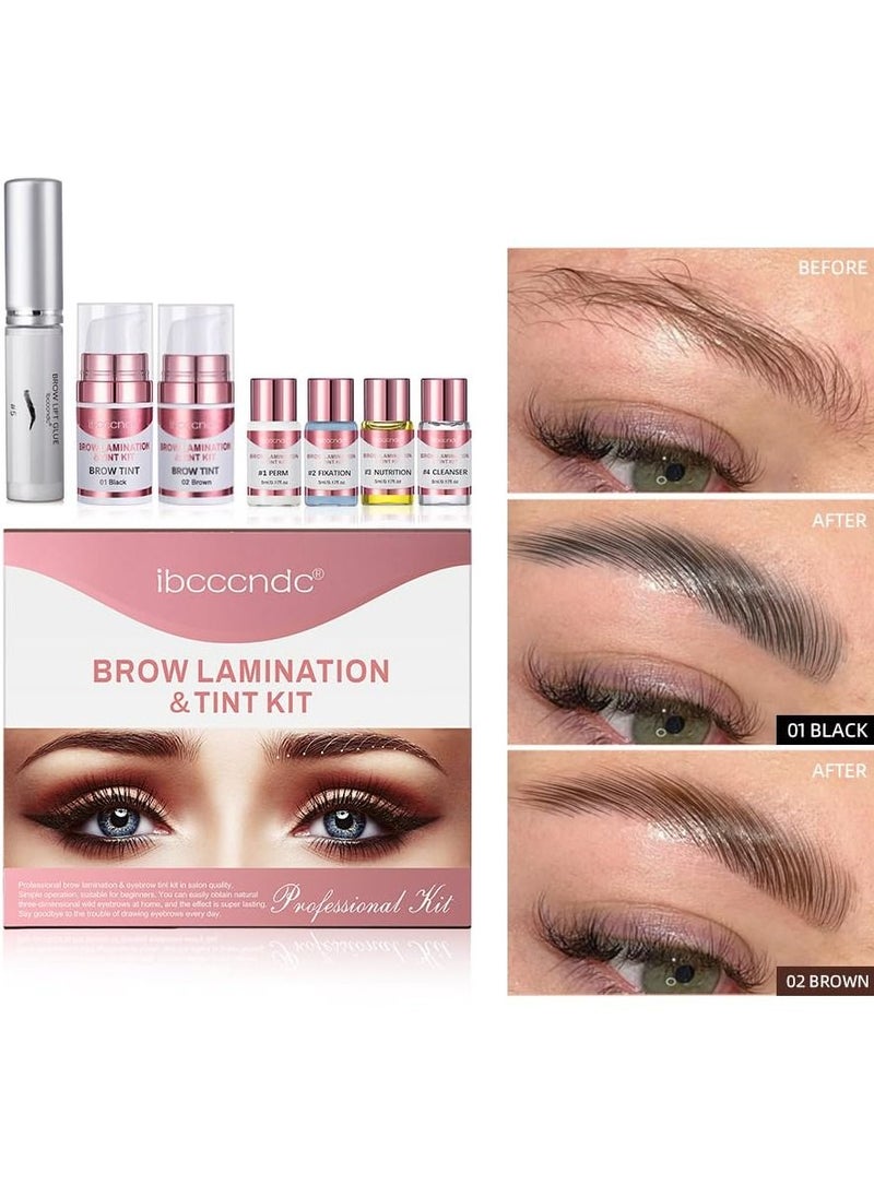 ibcccndc Brow Lamination Tint Kit Professional DIY Eyebrow Lift Kit Black and Brown Color Fuller Thicker Brows for 6 Weeks Easy to Use Instant Brow Lift Perm at Home Eyebrow Lamination Set  - Image 5