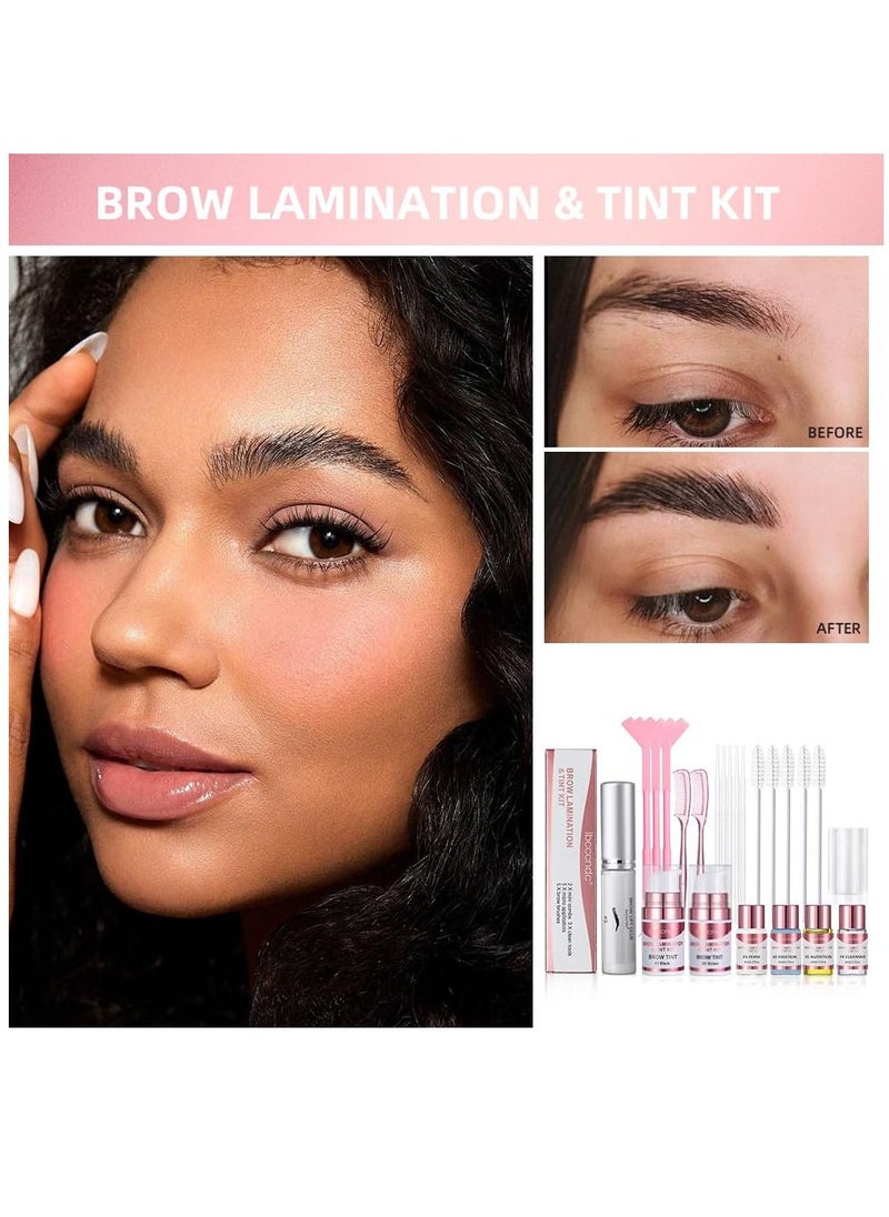 ibcccndc Brow Lamination Tint Kit Professional DIY Eyebrow Lift Kit Black and Brown Color Fuller Thicker Brows for 6 Weeks Easy to Use Instant Brow Lift Perm at Home Eyebrow Lamination Set  - Image 2