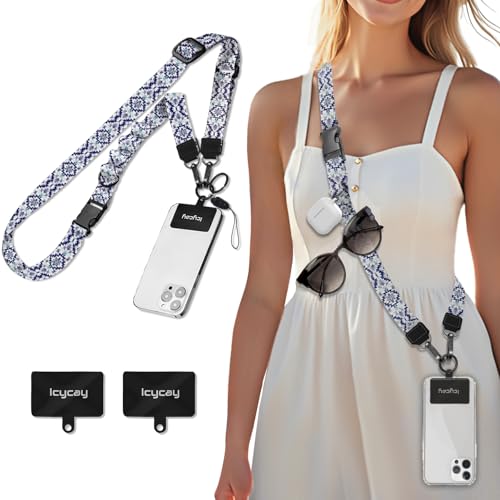 Icycay Phone Lanyard Crossbody, Boho Cell Phone Strap for Around The Neck Adjustable, Anti Theft Cute Lanyard for iPhone Case ID Holder Keys Accessories Travel Essential - Image 1