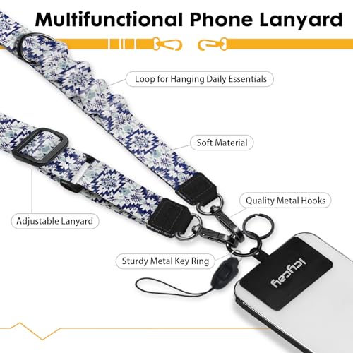 Icycay Phone Lanyard Crossbody, Boho Cell Phone Strap for Around The Neck Adjustable, Anti Theft Cute Lanyard for iPhone Case ID Holder Keys Accessories Travel Essential - Image 3