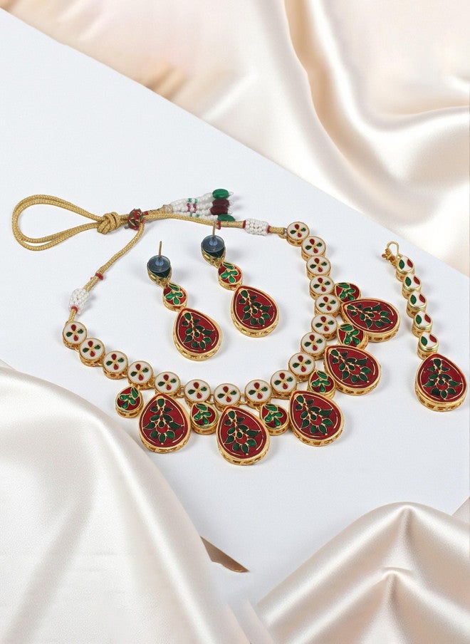 LUCKY JEWELLERY 18KT Gold-Plated Kundan-Studded Jewellery Set - Image 5