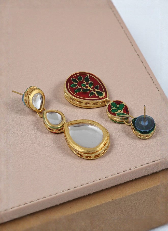 LUCKY JEWELLERY 18KT Gold-Plated Kundan-Studded Jewellery Set - Image 4