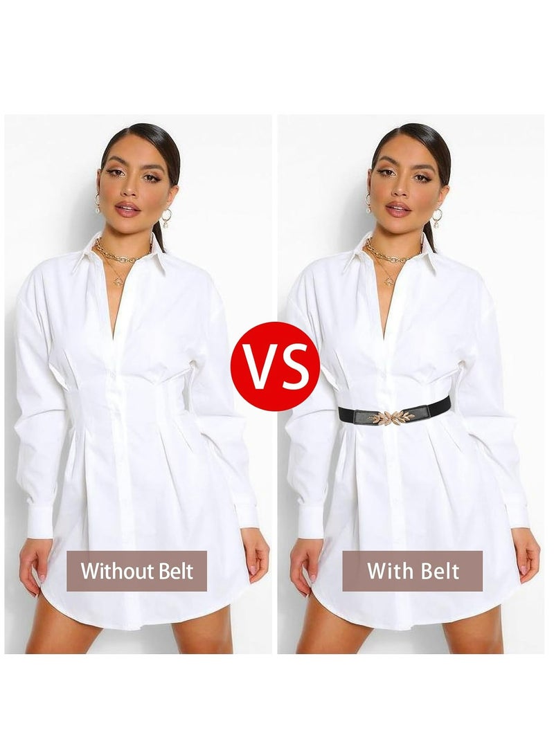 Oasisgalore 2 Pack Women's Retro Stretch Belts with Metal Buckle, Skinny Waist Dress Belts - Image 2