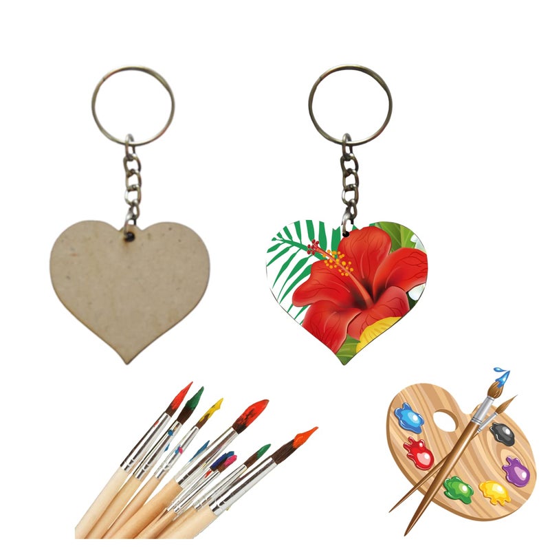 Ecomology Pack of 40 (20Square & 20Hexagon) 2 Shape Key Chains with Ring (50 x 50) mm | It is Suitable for All Type of Craft Activities | Mandala Art MDF Board Suitable for Decoupage  - Image 4