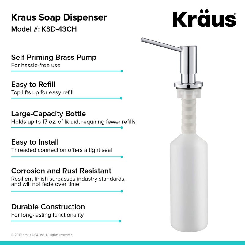 KRAUS Kitchen Soap and Lotion Dispenser in Chrome, KSD-43CH - Image 2