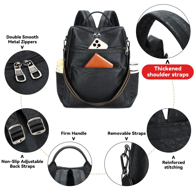 AGLOD Vegan Leather Laptop Backpack for Women 15.6 Inch Work Backpack Purse for Travel College - Image 2