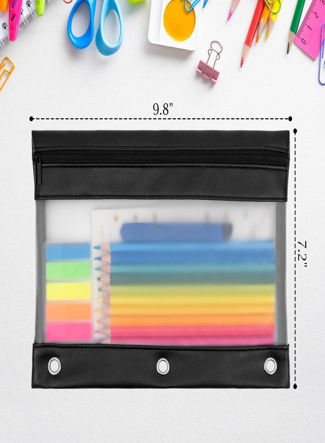 YoeeJob 1 Pack PU Leather Pencil Pouch for 3 Ring Binder, Zippered Binder Pouch, Suitable for School and Office (Black) - Image 2