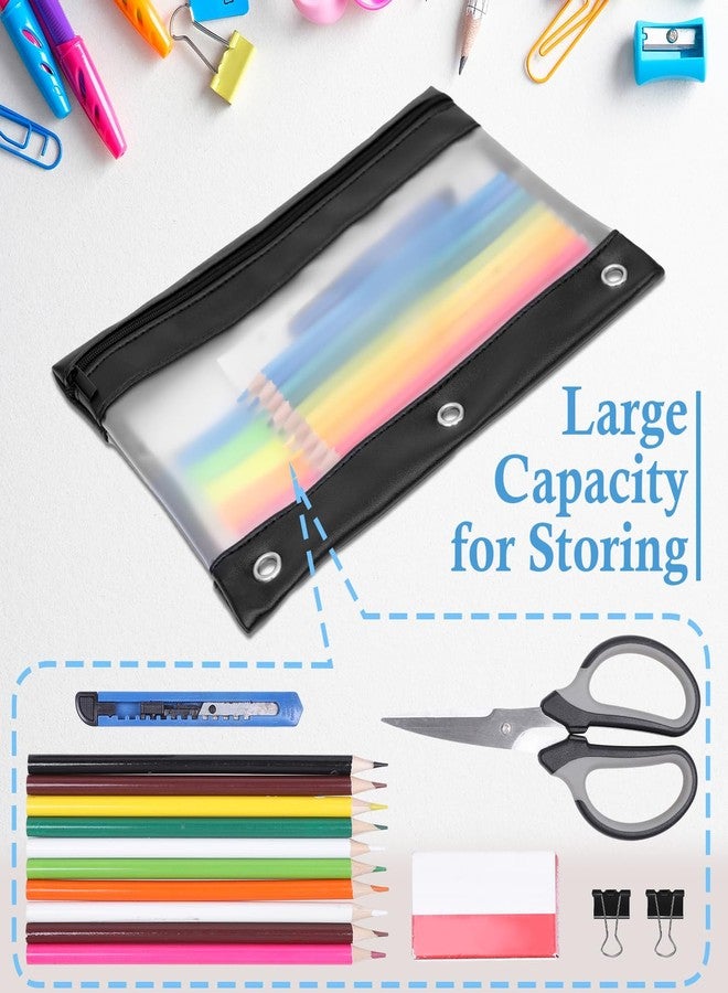 YoeeJob 1 Pack PU Leather Pencil Pouch for 3 Ring Binder, Zippered Binder Pouch, Suitable for School and Office (Black) - Image 4