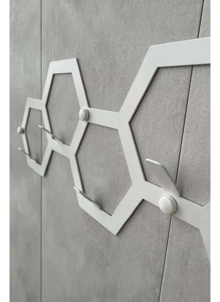 3Art Metal Honeycomb Metal Wall Hanger - Wall Mounted Hanger with 7 Hooks  - Image 3