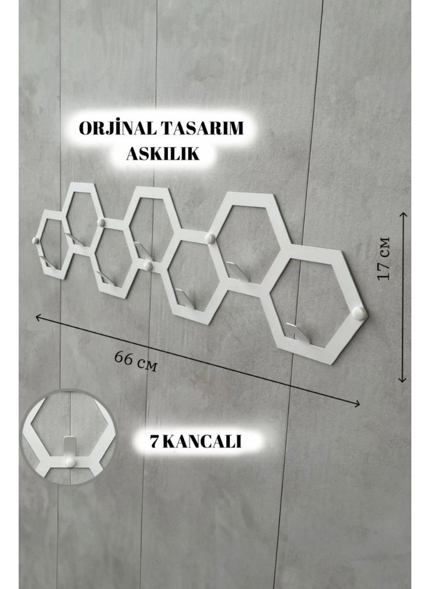 3Art Metal Honeycomb Metal Wall Hanger - Wall Mounted Hanger with 7 Hooks  - Image 2