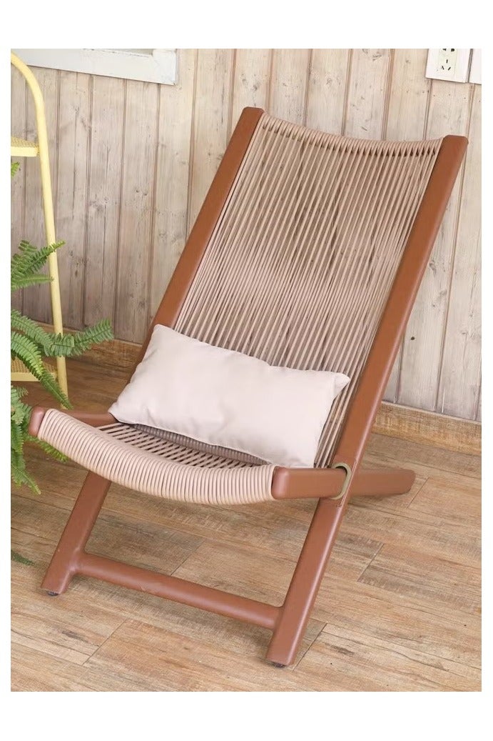 رافين كرسي متعدد الاستخدامات قابل للطي بتصميم مريح مع ظهر طويل، كرسي خارجي للترفيه قابل للنقل، كرسي استرخاء للشرفة مع إطار فولاذي متين منحني ووسادة قابلة للإزالة، مثالي للحدائق والشواطئ وحمامات السباحة وغرفة المعيشة، ‎49x80x74 سم‎ - Image 1