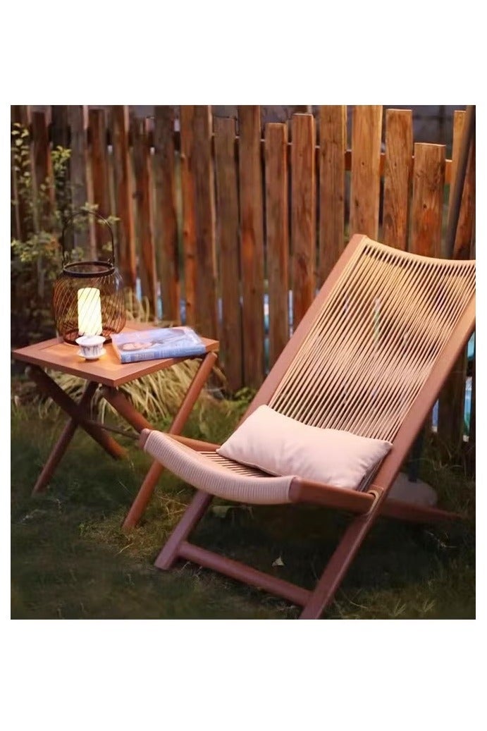 رافين كرسي متعدد الاستخدامات قابل للطي بتصميم مريح مع ظهر طويل، كرسي خارجي للترفيه قابل للنقل، كرسي استرخاء للشرفة مع إطار فولاذي متين منحني ووسادة قابلة للإزالة، مثالي للحدائق والشواطئ وحمامات السباحة وغرفة المعيشة، ‎49x80x74 سم‎ - Image 2