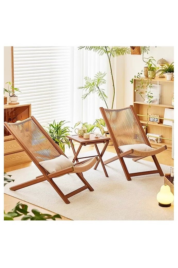 رافين كرسي متعدد الاستخدامات قابل للطي بتصميم مريح مع ظهر طويل، كرسي خارجي للترفيه قابل للنقل، كرسي استرخاء للشرفة مع إطار فولاذي متين منحني ووسادة قابلة للإزالة، مثالي للحدائق والشواطئ وحمامات السباحة وغرفة المعيشة، ‎49x80x74 سم‎ - Image 3