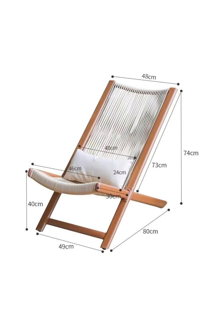 رافين كرسي متعدد الاستخدامات قابل للطي بتصميم مريح مع ظهر طويل، كرسي خارجي للترفيه قابل للنقل، كرسي استرخاء للشرفة مع إطار فولاذي متين منحني ووسادة قابلة للإزالة، مثالي للحدائق والشواطئ وحمامات السباحة وغرفة المعيشة، ‎49x80x74 سم‎ - Image 5