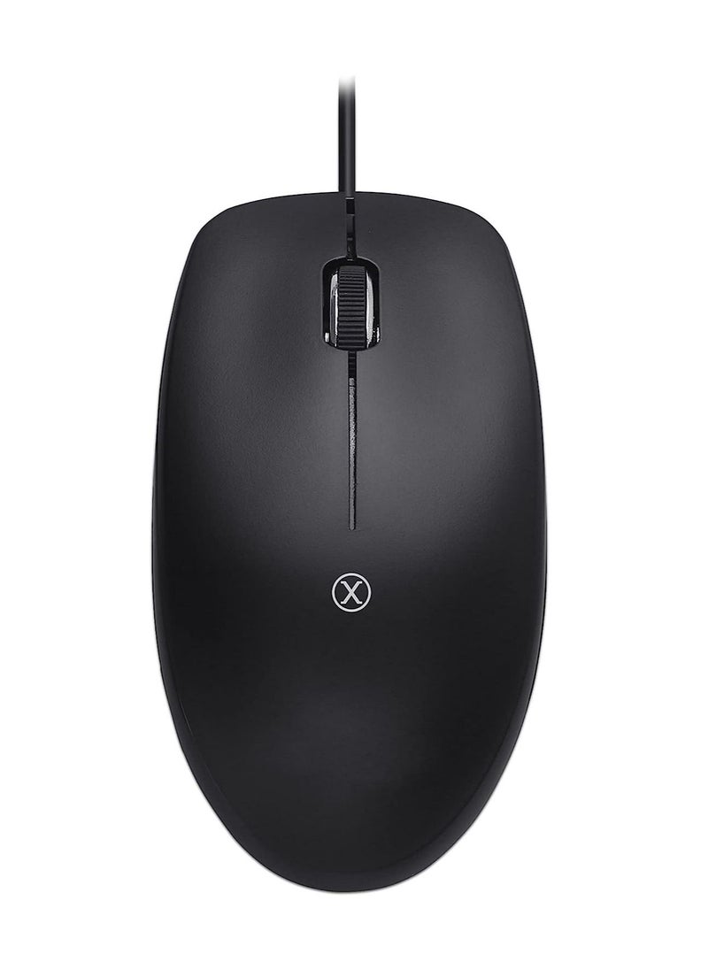 Xcell - Xcell M-101W Wired Optical Mouse, 1000 DPI Hi Res Optical Tracking, Ergonomic Design for Ultimate Comfort, Precision Scroll Roller, PC/Mac/Laptop - Black - Image 1