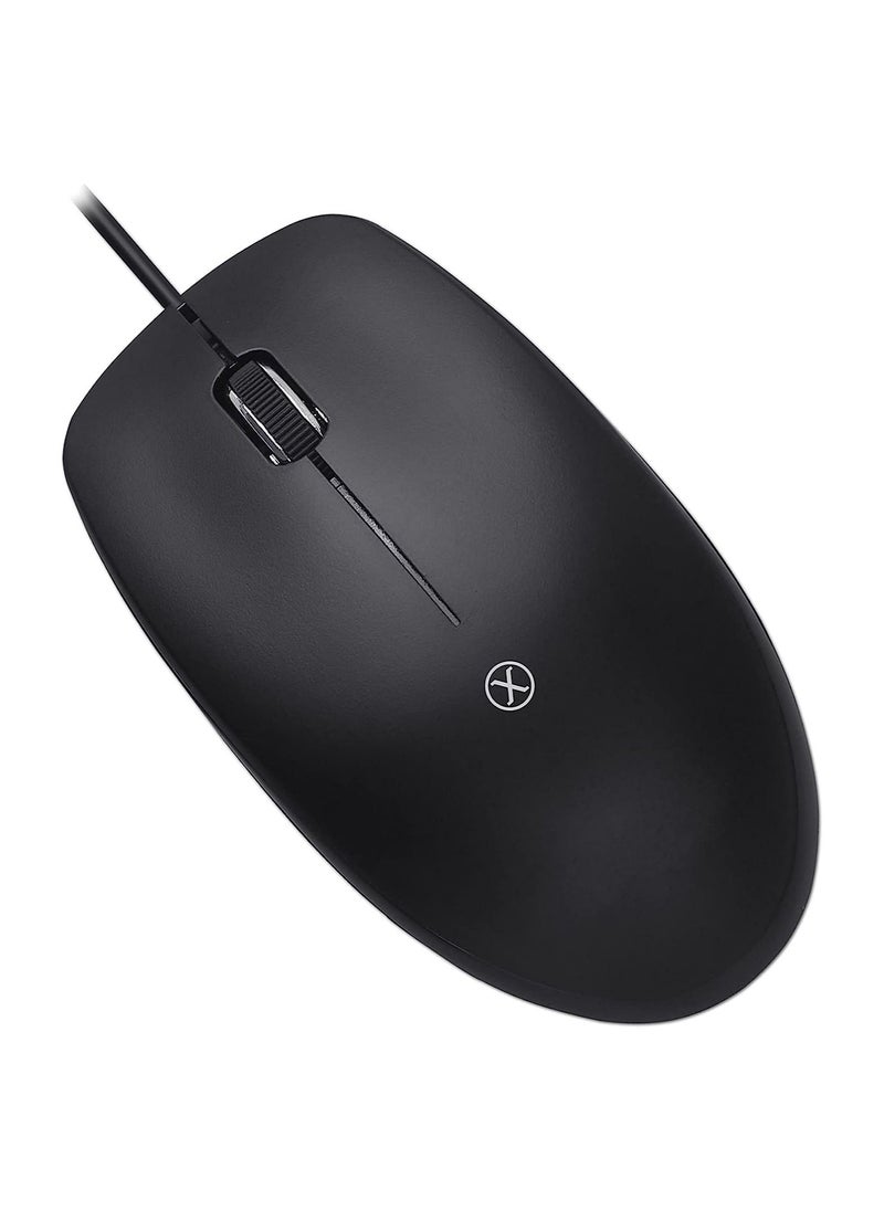 Xcell - Xcell M-101W Wired Optical Mouse, 1000 DPI Hi Res Optical Tracking, Ergonomic Design for Ultimate Comfort, Precision Scroll Roller, PC/Mac/Laptop - Black - Image 1