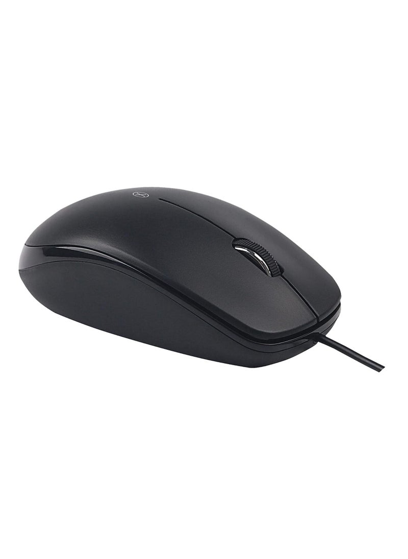 Xcell - Xcell M-101W Wired Optical Mouse, 1000 DPI Hi Res Optical Tracking, Ergonomic Design for Ultimate Comfort, Precision Scroll Roller, PC/Mac/Laptop - Black - Image 1