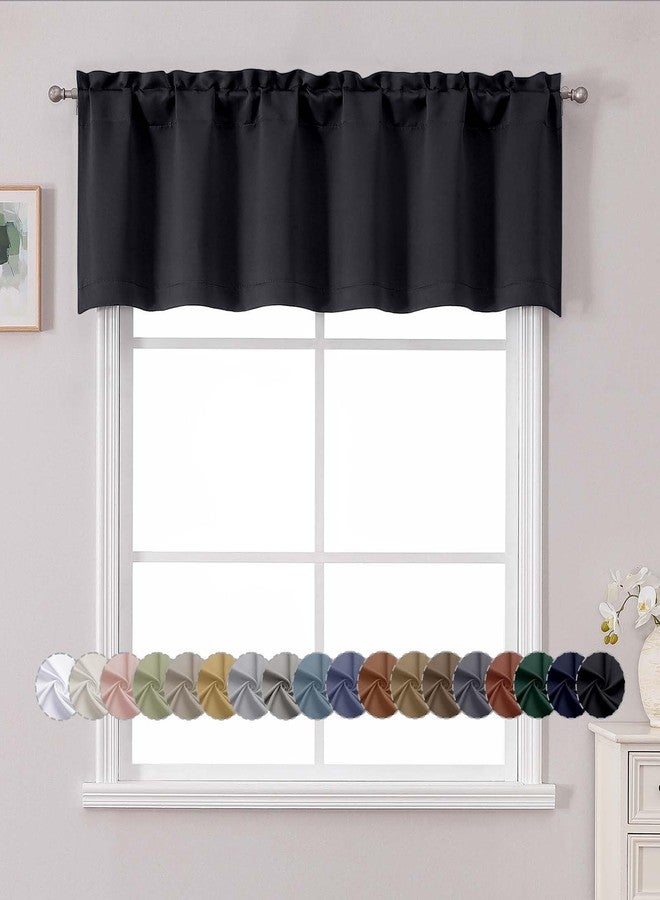 Chyhomenyc Black Valance for Window, Blackout Small Kitchen Curtain for Bedroom/Living Room, Rod Pocket Privacy Short Window Treatment Valance RV Bunk Panels, 60" Wx14 L - Image 1