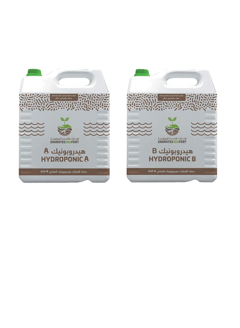 Emirates EMIRATES BIOFERT Hydroponic Nutrient Solutions A & B Bundle 10 liter each Supports Vegetative and Flowering Stages of Plants  - Image 1