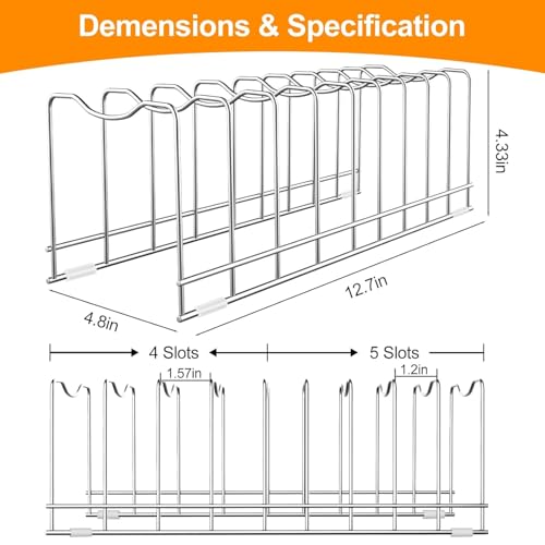 CELEORIS Pot Lid Holder Organizer, Kitchen Countertop Storage Rack Cutting Boards, Bakeware, Pots & Pans, Serving Trays, Reusable Containers in Cabinet Pantry, Stainless Steel (1, Silver) - Image 3