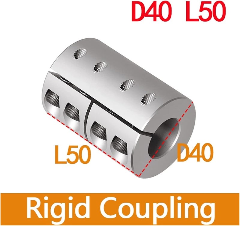 Youngran 1pcs D40L50 Shaft Coupler Rigid Coupling 6.35mm 3D Printers Aluminium Screw Stepper 5mm 8mm Motor Accessories Parts Engraving CNC Leisurely (Inner Diameter : 12.7x12.7) - Image 2