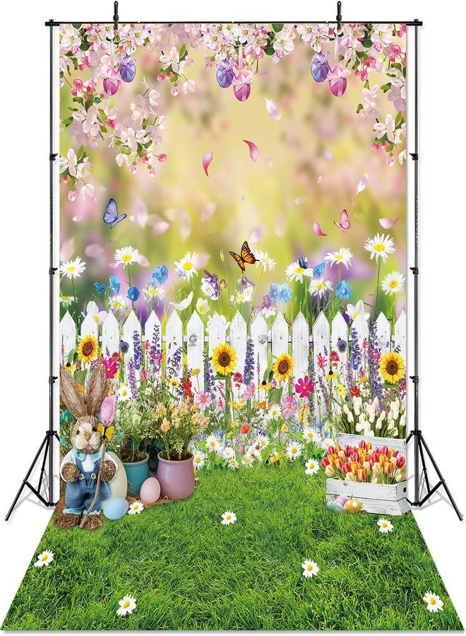 BUTEN Easter Backdrop Spring Garden Green Lawn Natural Scenery Photography Backdrop for Kids Adult Easter Theme Party Decorations Banner (5X7FT(59 x 82 inch)) - Image 1