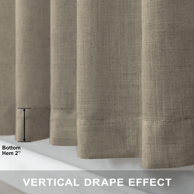 Pitalk Taupe Curtains 84 Inches Long for Living Room 2 Panel Sets Burlap Curtain Back Tab Neutral Modern Farmhouse Window Privacy Semi Sheer Linen Drape Pinch Pleated Look Curtain Dark Brown 84 Length - Image 5