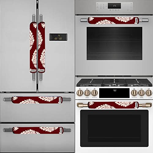 E-Retailer® Exclusive 3-Layered Polyester Combo Set of Appliances Cover (1 Pc. of Fridge Top Cover, 1 Pc Handle Cover and 1 Pc. of Microwave Oven Top Cover) (Color-Maroon, Design-Ethnic, Set Contains-3 Pcs.) - Image 4