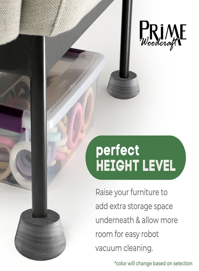 Prime Woodcraft Walnut Wood Furniture Risers - 1 Inch Height, 4 Risers, Black - Extra Height for Cleaning & Convenience - Bed Risers, Desk Riser, Table Risers, Furniture Legs, Sofa Risers - Image 4