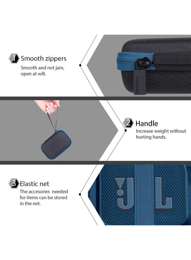 Co2Crea Hard Carrying Case Replacement for JBL GO3 GO 3 Portable Speaker (Black Case + Inside Blue) - Image 3