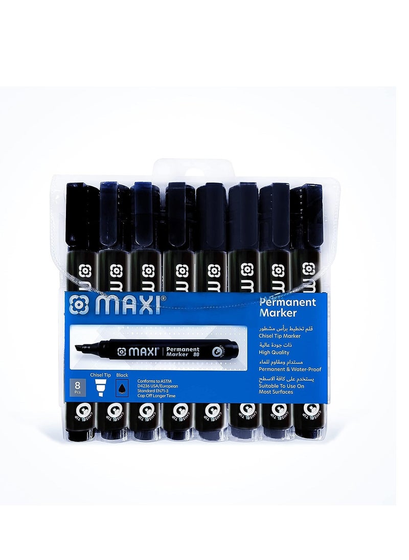 Maxi - MAXI PERMANENT MARKER CHISEL-TIP WALLET OF 8PC - Image 1
