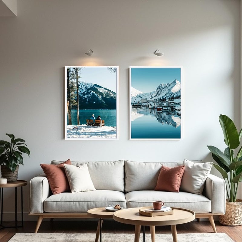 kennethan Picture Frame, 50 x 70 cm, White Wooden Photo Frame, Set of 2, Wooden Frame, Puzzle Frame with Acrylic Glass for Hanging and Standing, Used for Living Room, Bedroom, Study - Image 3