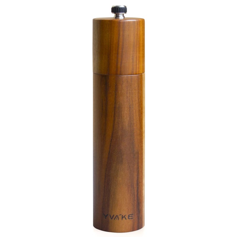 Yvake Wooden Salt and Pepper Grinder8 Inch Manual Salt and Pepper Mill Adjustable Coarseness and RefillableAcacia Wood Pepper shakers for your kitchen